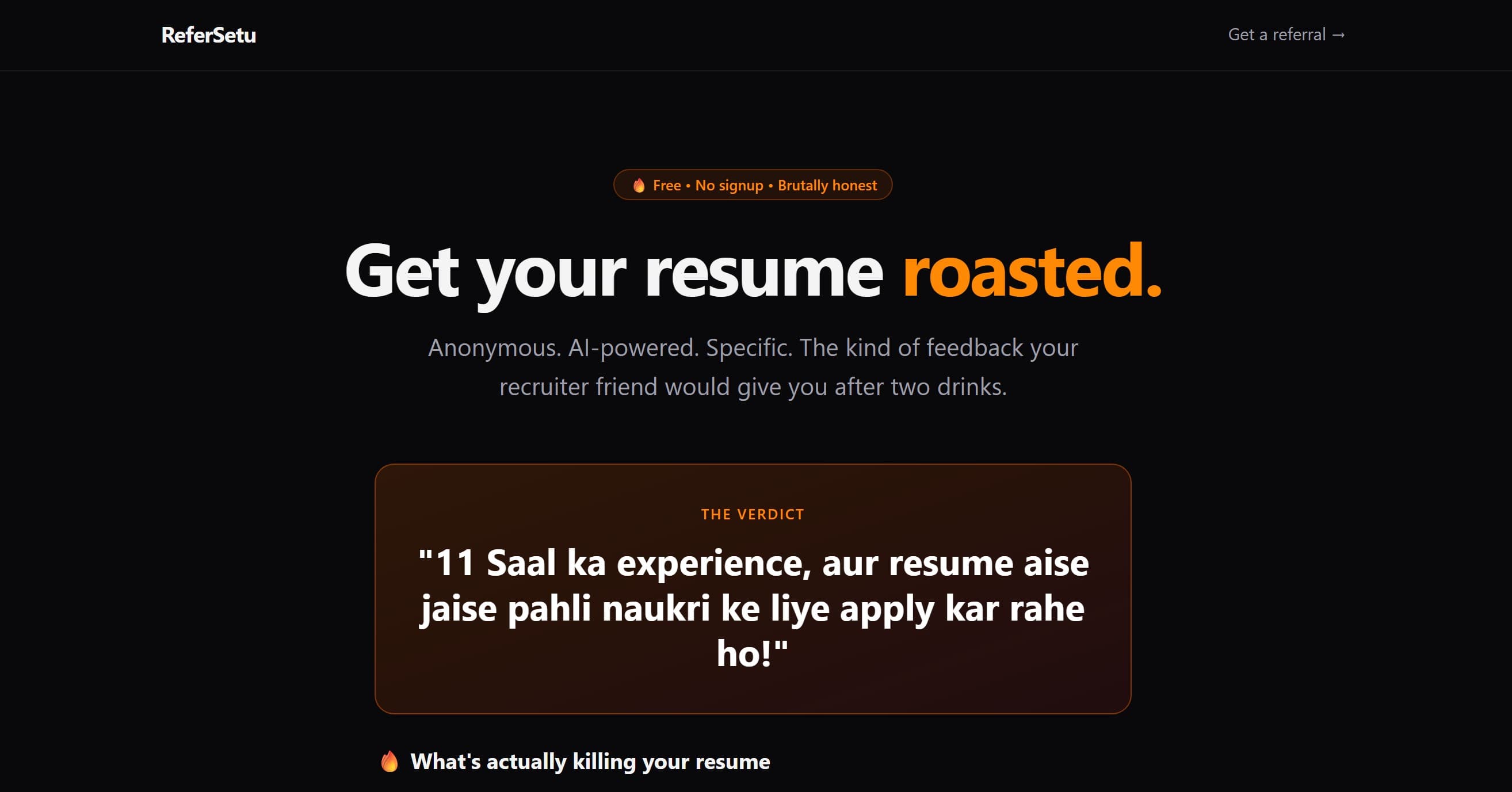 Resume roast preview