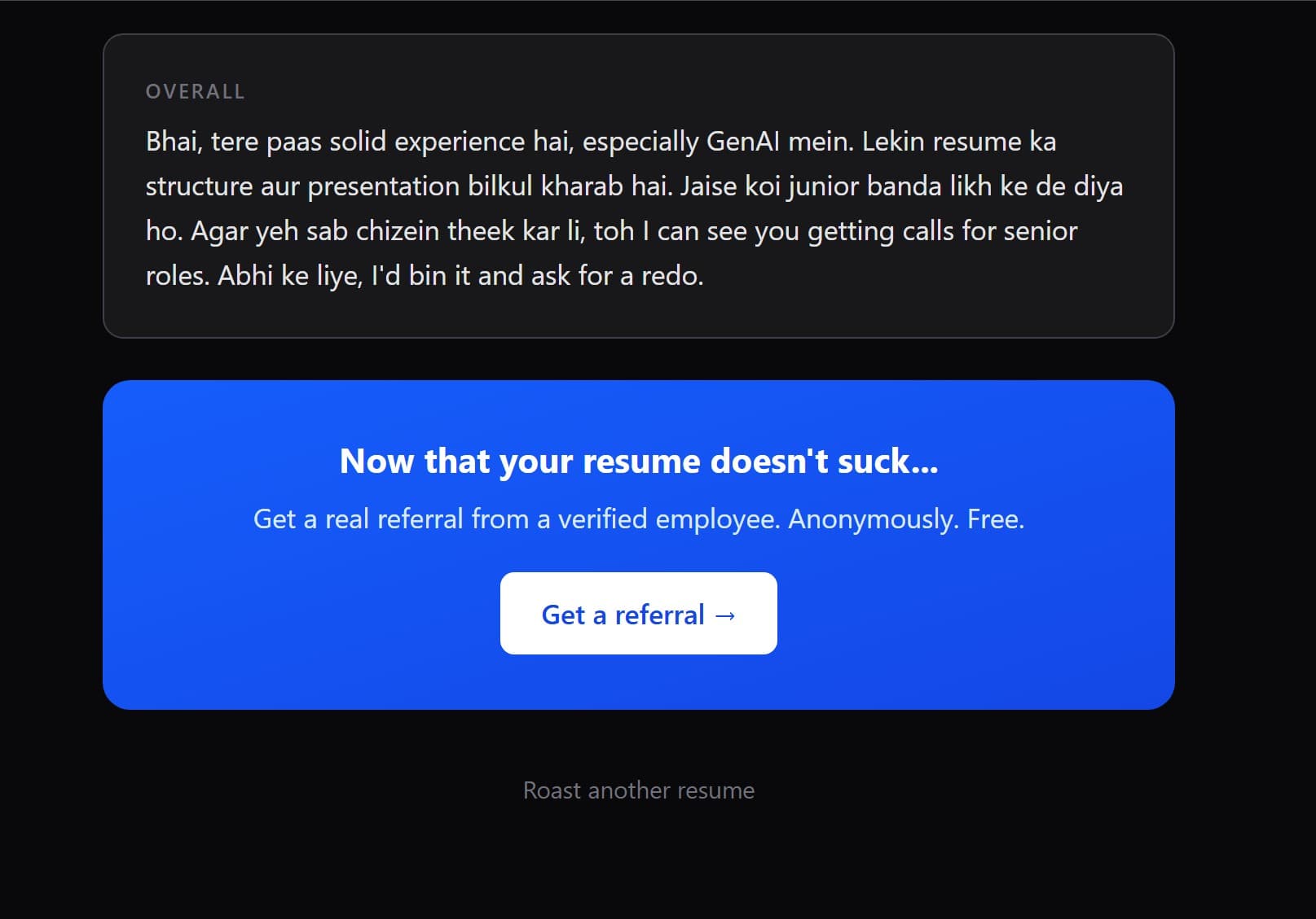 Resume roast preview alternate